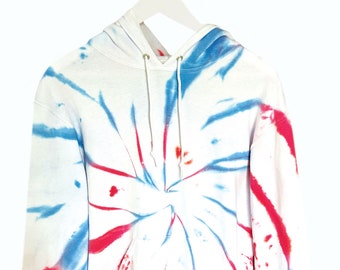 Tie Dye Sweatshirt in AMERICANA // Red White & Blue Hoodie or Crewneck // Adult + Kids Size