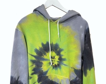 Tie Dye Sweatshirt in LIMESTONE // Hoodie or Crewneck // Green Grey Black Tie Dye Adult + Kids Size