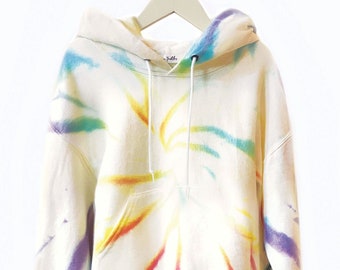 Tie Dye Sweatshirt in VANILLA RAINBOW // Hoodie Crewneck Zip Up // Adult + Kids Size