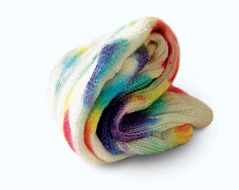 Tie Dye Slouch Socks in VANILLA RAINBOW // Womens Socks