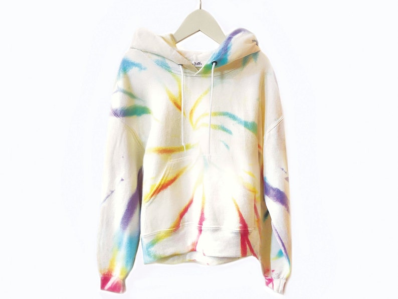 Tie Dye Sweatshirt in VANILLA RAINBOW // Hoodie or Crewneck // Adult Kids Size image 1