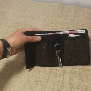 Cartera Cáñamo, tejido ecológico y sostenible. Múltiples espacios interiores. Regalo original.