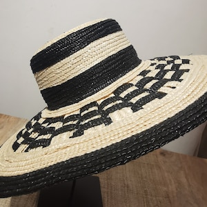 Handcrafted straw hat. Wide-brimmed, very elegant hat. Ceremonial hat. Hand-braided hat. High-quality hat. Art!