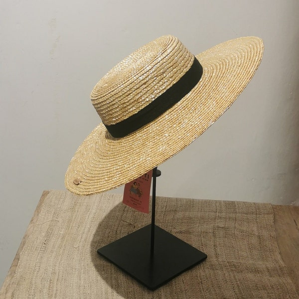 Chapeau Pamela, 100% paille de blé, fait main. Pamela à larges bords, élégante. Chapeau tressé à la main. Repassage au feu.