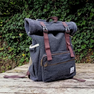 Sac à dos en chanvre, sac à dos grande capacité, sac à dos vegan, sac à dos en tissu bio, sac à dos de voyage, sac à dos PC, sac à dos montagne.