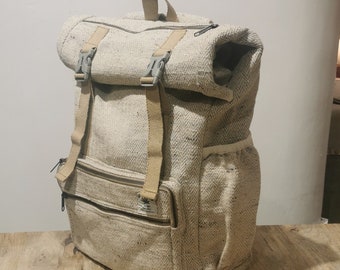 Hanfrucksack, Rucksack mit großem Fassungsvermögen, großer Rucksack, Rucksack aus Bio-Stoff, Reiserucksack, PC-Rucksack, Nepal-Bergrucksack