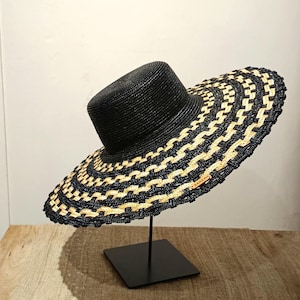 Handcrafted straw hat. Wide-brimmed, very elegant. Hand-braided hat. High-quality hat.