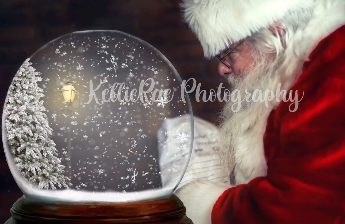 SANTA SNOW GLOBE Digital Background Overlay Photoshop - Etsy