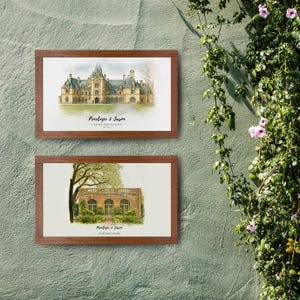Wedding Venue Print, Wedding Gift, 1st Wedding Anniversary Present, Venue Sketch, Painting from Photo, Personalised Drawing, Couple Gift