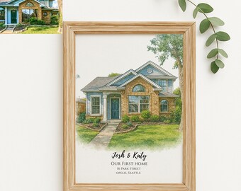 Regalo de cierre para clientes de un agente inmobiliario, ideas para cestas de regalo para la nueva casa de un agente inmobiliario, retratos de casas pintados.