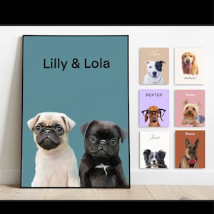 Custom Pet Portraits Using Pet Photo Personalized Digital Dog Portraits Cat Portraits Custom Dog Portraits Custom Pet Art Pet Drawing