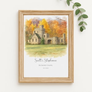 Wedding Venue Print, Wedding Gift, 1st Wedding Anniversary Present, Venue Sketch, Painting from Photo, Personalised Drawing, Couple Gift