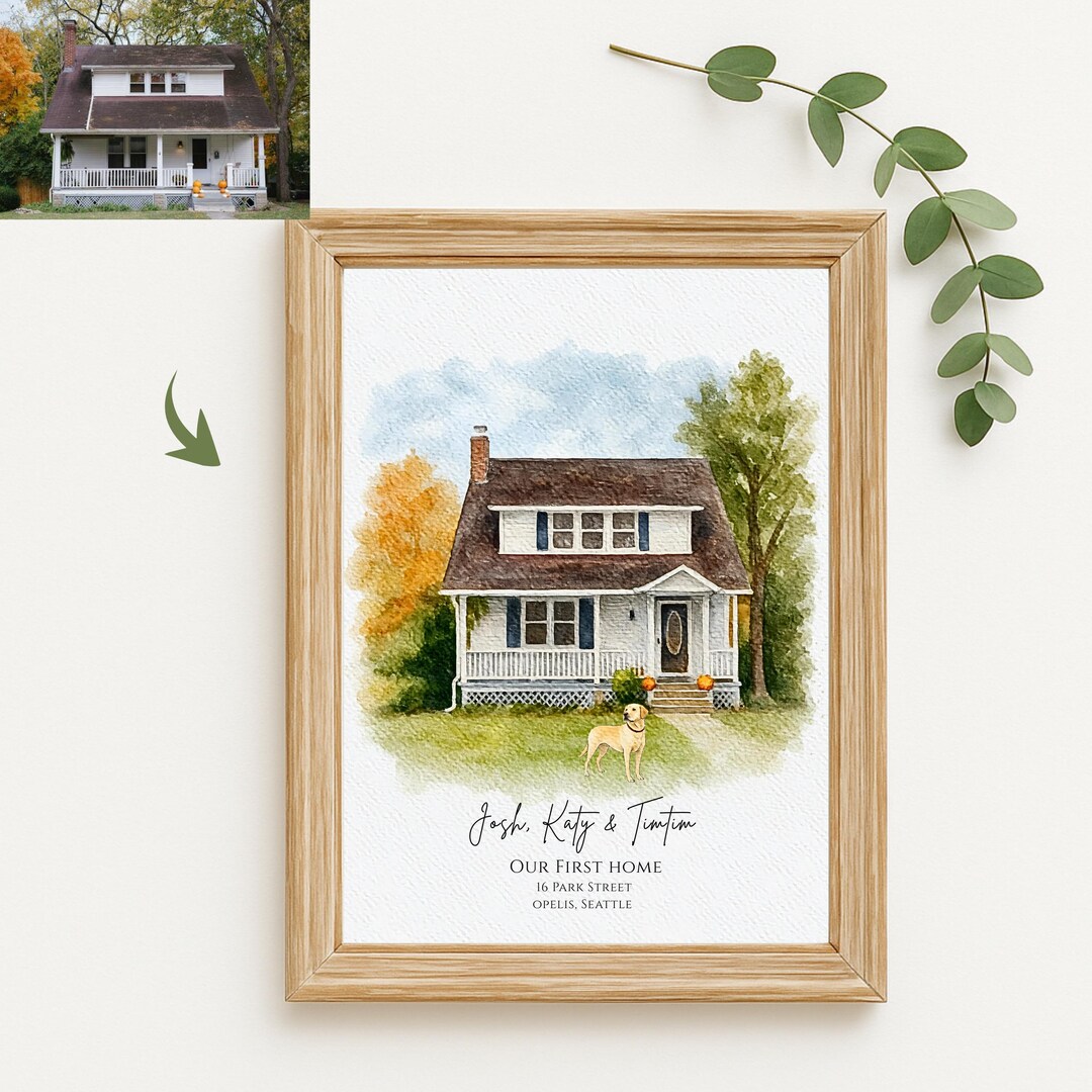 Custom House Portrait | Housewarming Gift | First Home Gift | Home ...
