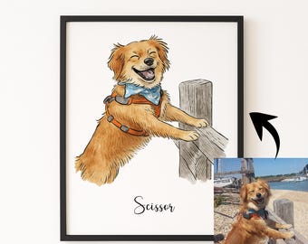 Digital Pet Portrait, Custom Pet Portrait, Pet Portrait From Photo, Dog Portrait, Custom Dog Portrait, Cat Portrait, Cat Mom Gift dog gift