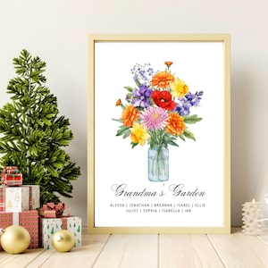 Geburtsblumenstrauß, Geburtsmonat Blumenstrauß, handgezeichnete Kunst, Geburtsmonat Blumendruck, personalisiertes Geschenk, digitaler Download