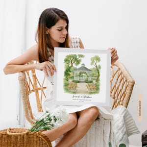 Wedding Venue Print, Wedding Gift, 1st Wedding Anniversary Present, Venue Sketch, Painting from Photo, Personalised Drawing, Couple Gift