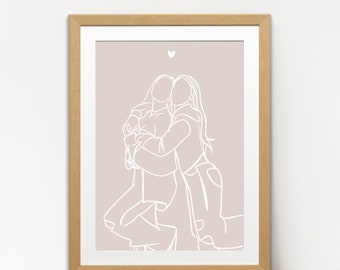 Best Friend Gift Personalized, Custom Portrait, Best Friend Birthday Gifts For Her, Friendship Gift, One Line Best Friend Gift For Women Mom