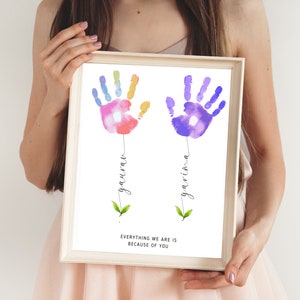 Mothers Day Handprint Print, Personalised Mum Gift, DIY Mum&#39;s Birthday, Nanny Craft Gift, Baby Keepsake Hand Print, Kids Gift for Mommy