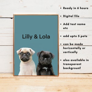 Custom Pet Portraits Using Pet Photo Personalized Digital Dog Portraits Cat Portraits Custom Dog Portraits Custom Pet Art Pet Drawing