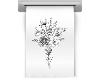 Custom Birth Flower Bouquet, Family Birth Month Tattoo Design, Up to 10 Flowers, Flower Bouquet Print Floral Tattoo Design Digital Download