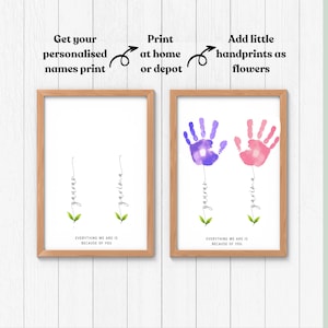 Mothers Day Handprint Print, Personalised Mum Gift, DIY Mum&#39;s Birthday, Nanny Craft Gift, Baby Keepsake Hand Print, Kids Gift for Mommy