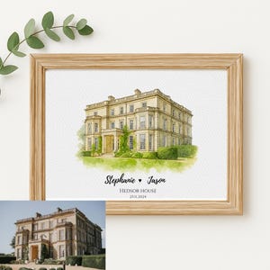 Wedding Venue Print, Wedding Gift, 1st Wedding Anniversary Present, Venue Sketch, Painting from Photo, Personalised Drawing, Couple Gift