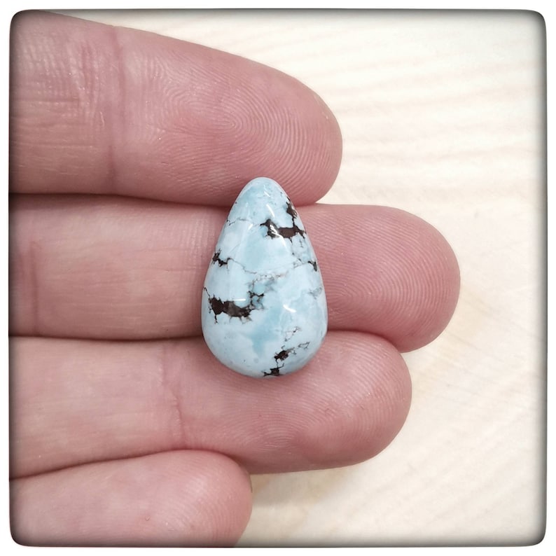 Kazakhstan gray matrix pear turquoise pendant