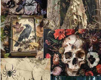 Gothic Halloween Ephemera Kit: Haunted Castle Scrapbook (Digital Download)