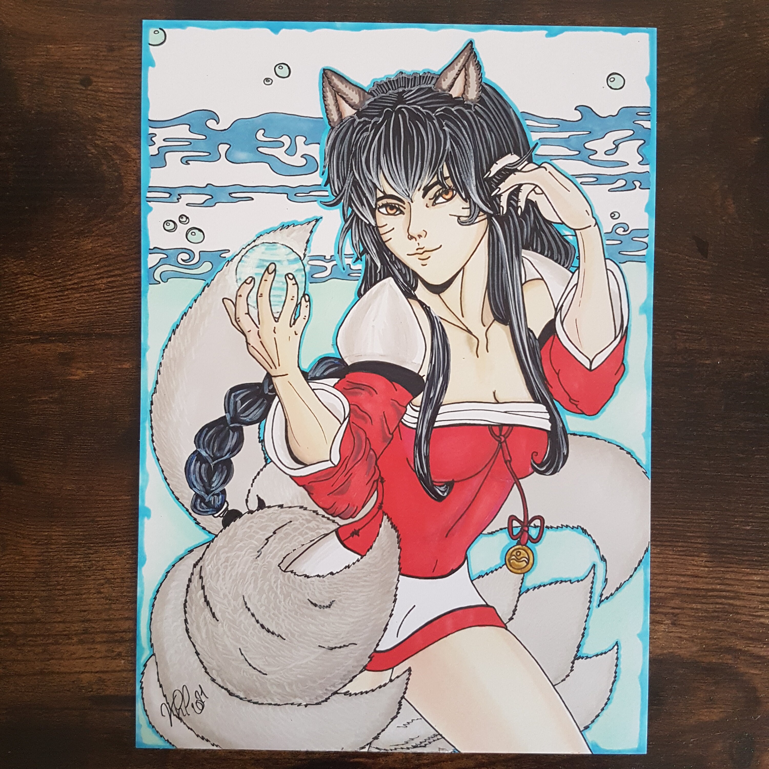 Ahri, Lol, Illustration Originale A4