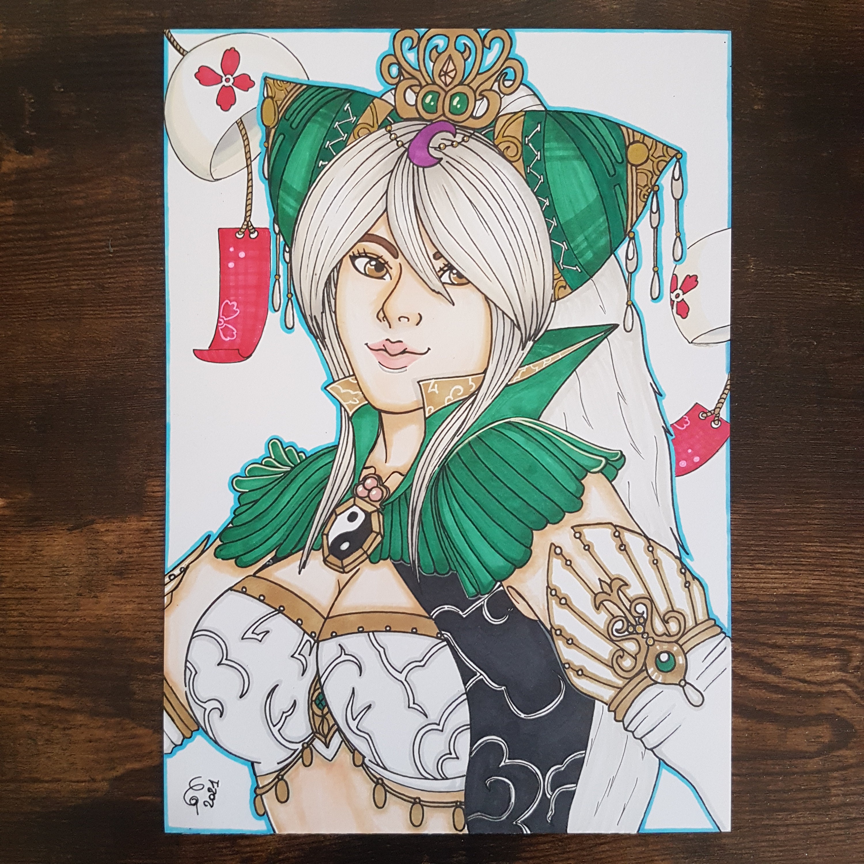 Warrior Oroshi Nuwa Illsutration Original Aux Markers