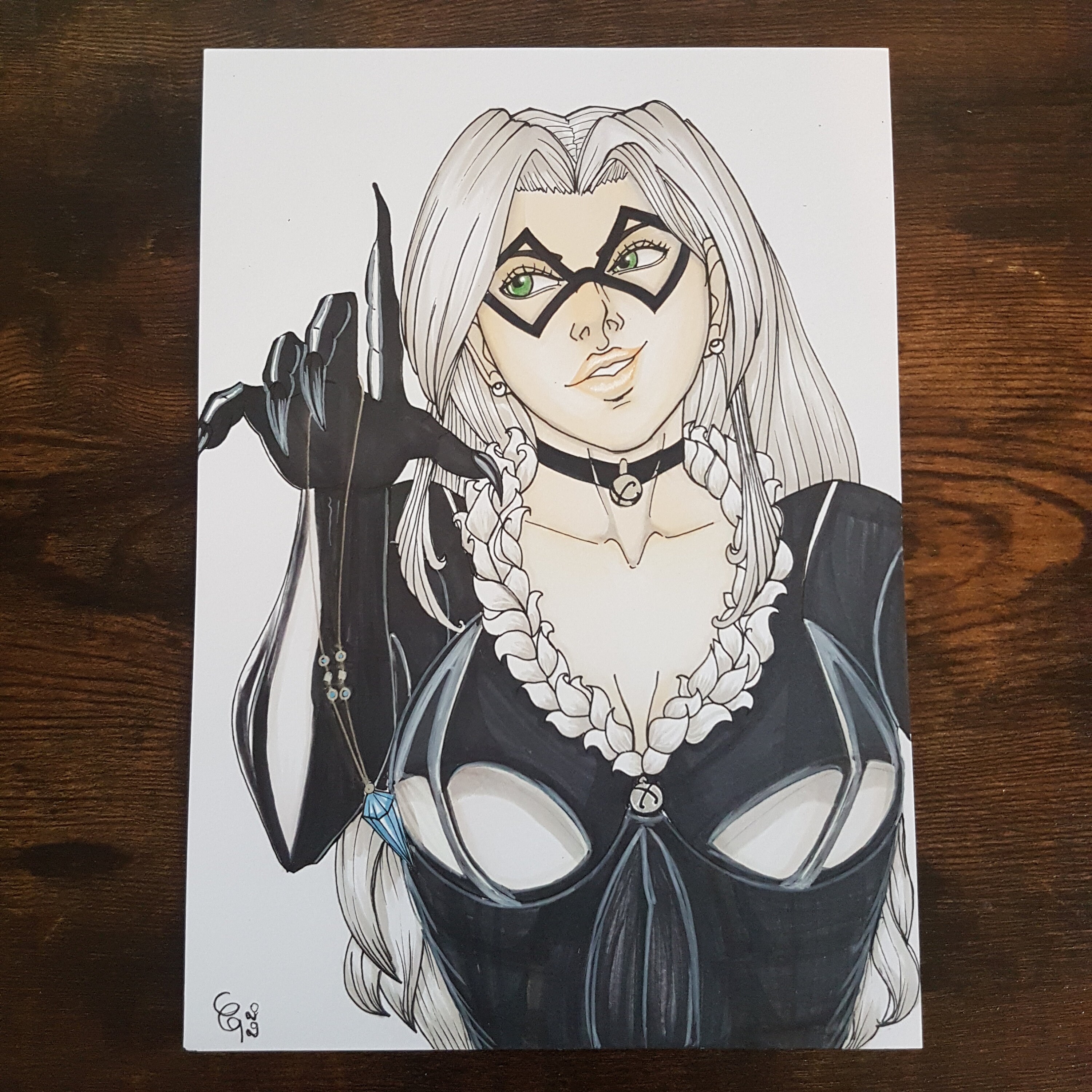 Black Cat Illustration Originale A4