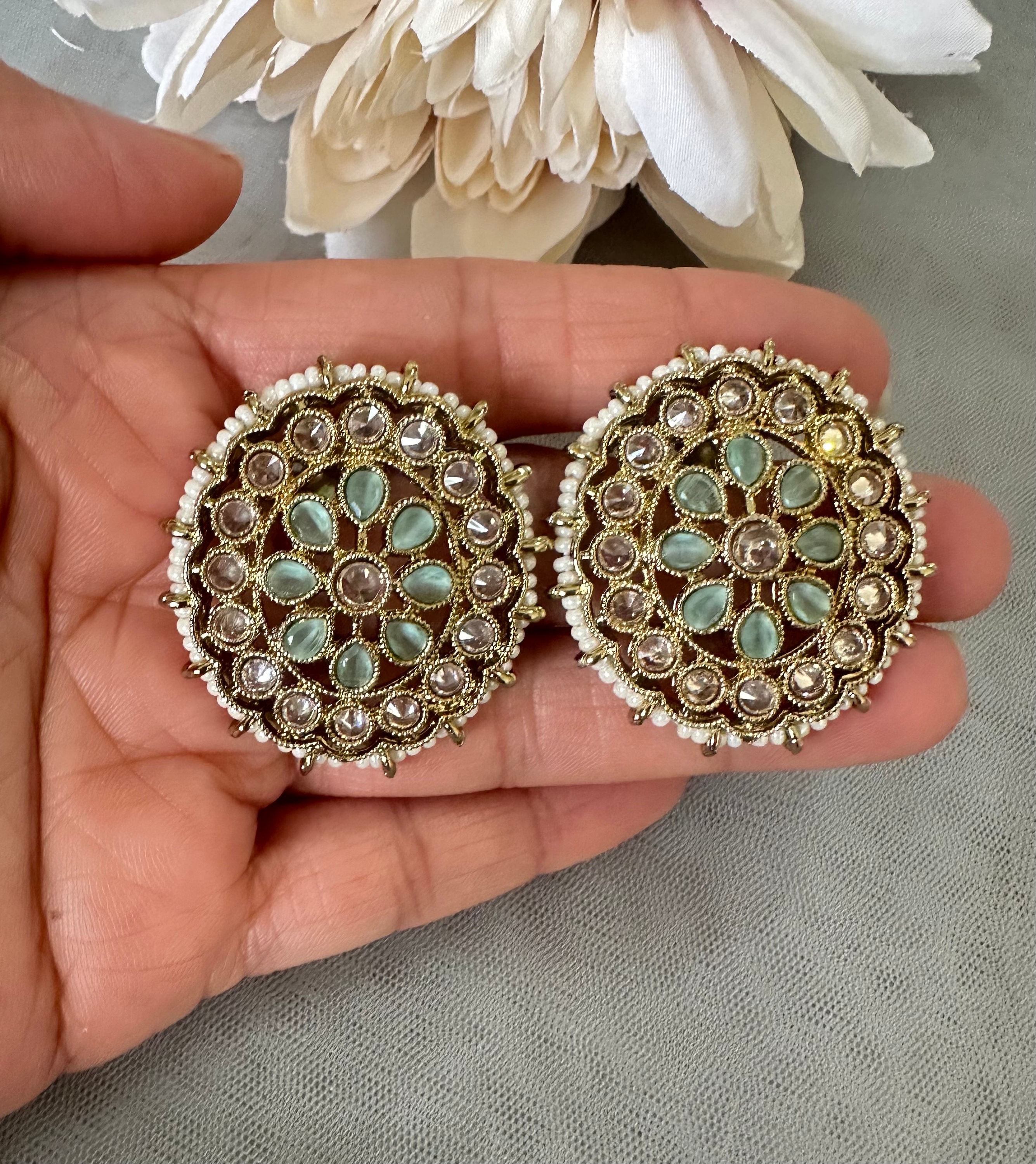 Pink Indian Stud Earrings UK