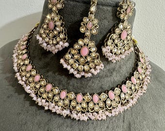 Pink Imitation Stone Beads Jewellery set(7)