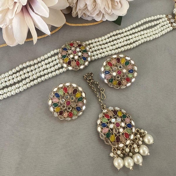 Gg Beautiful Imitation Sheesha/Mirror Beads Jewellery Set(94)