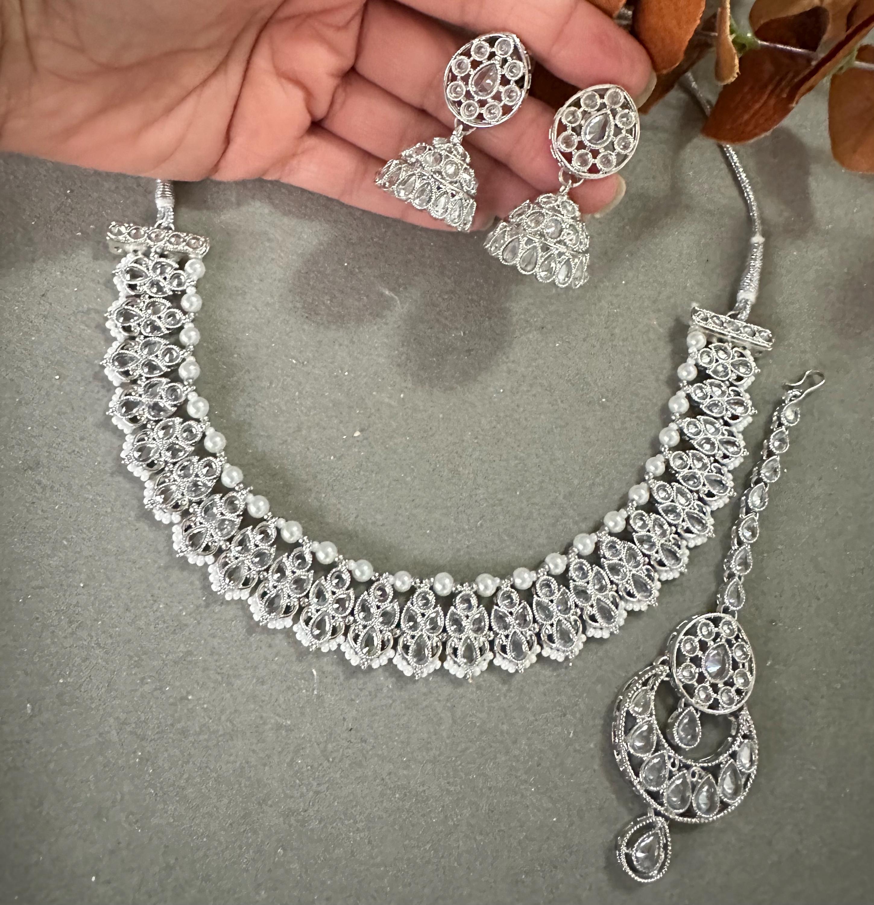 Gg Beautiful Imitation Polki Silver Jewellery Set - Etsy