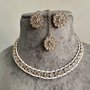 Imitation Polki Stone Necklace Set