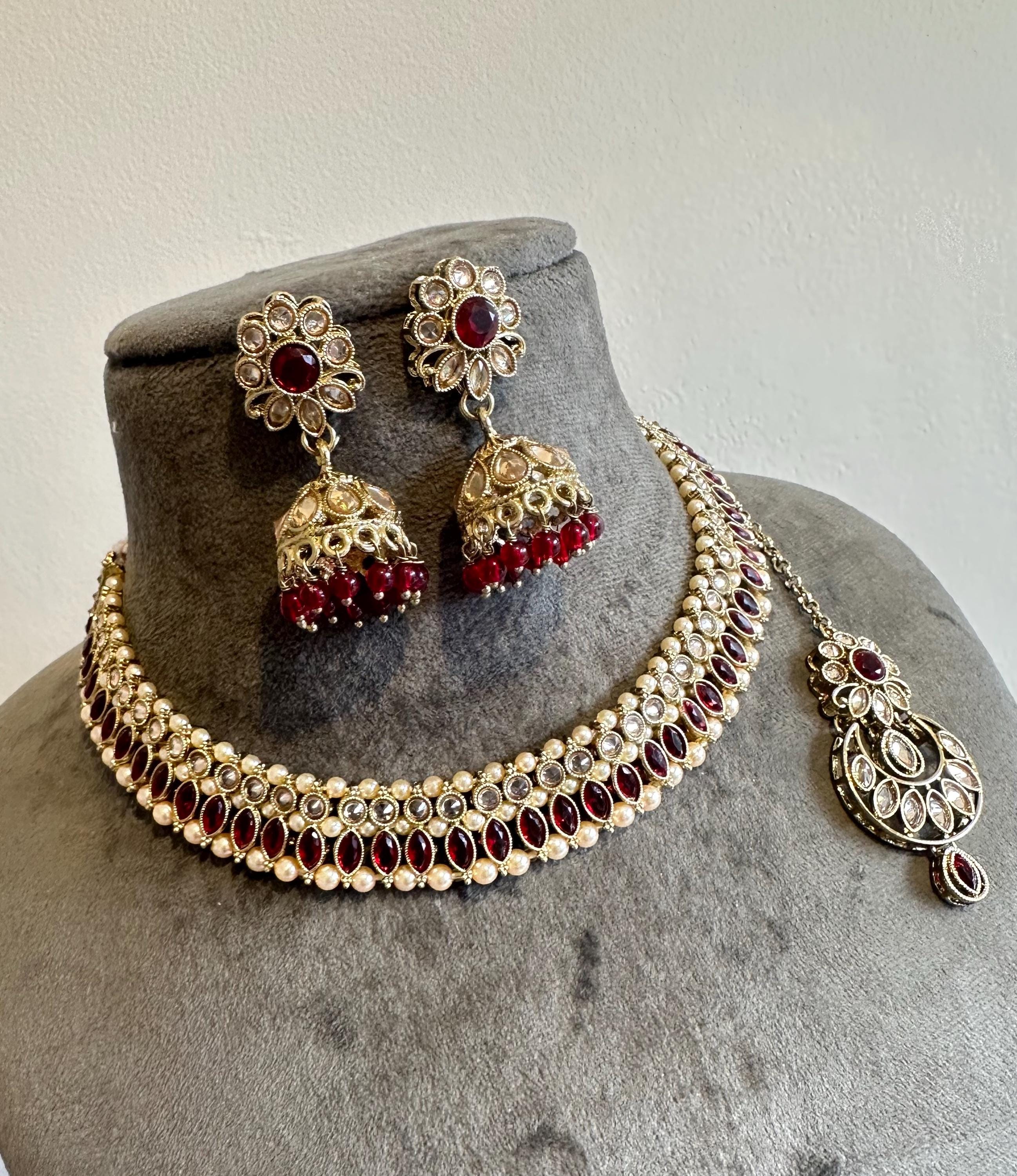 Burgundy and Gold Jewelry Set - Etsy