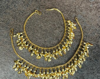 Gg Pretty Imitation Beads Gold Tone Peepal Patti Jhanjar/Payal/Anklets(57)