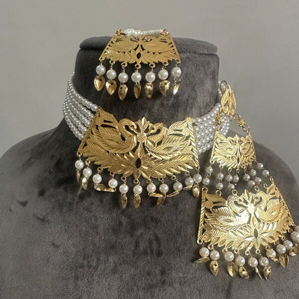 Gg Beautiful Very Light weight Punjabi Jadau Jewellery Set(157)