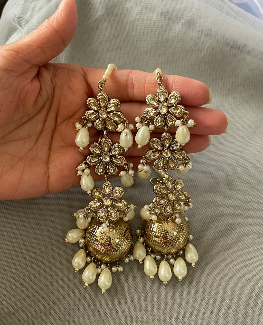 Gg Beautiful Stone Beads Big Size Earrings With Saharey - Etsy