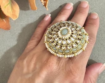 Imitation Kundan Adjustable Ring(2)