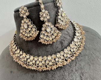 Antique Gold Tone Imitation Stones Beads Jewellery Set(7)