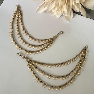 Gg Beautiful 3 line beaded Saharey/Earchain