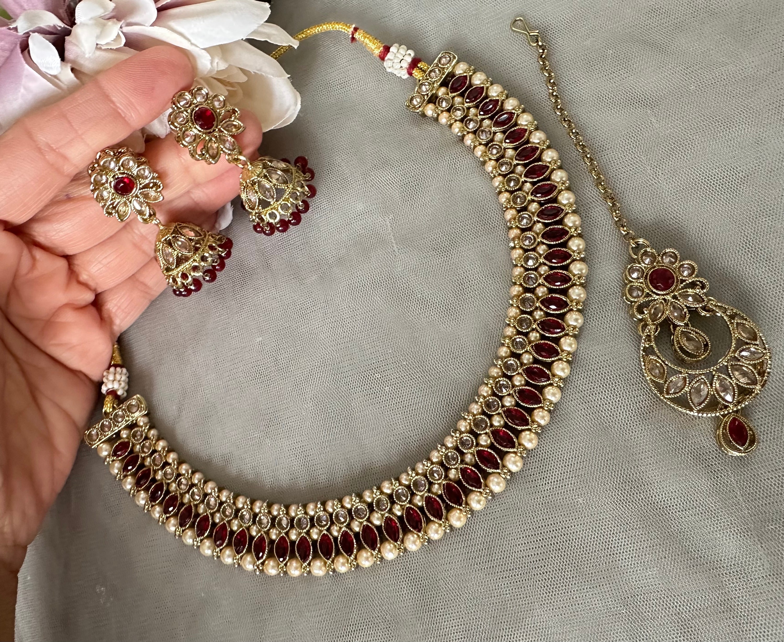 Buy Maroon Necklace Online In India Etsy India