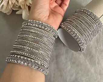 Gg Pretty Silver Bangles Set For Both Hands