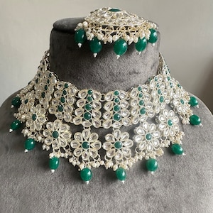 Gg Beautiful Good Quality Flexible Imitation Dabi Kundan Necklace set(8)