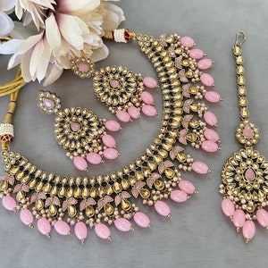Gg Beautiful Good Quality Imitation  Kundan Stones Beads Necklace Jewellery Set(250)