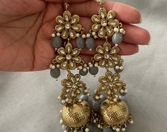 Gg Beautiful Stone Beads Big size Earrings with Saharey
