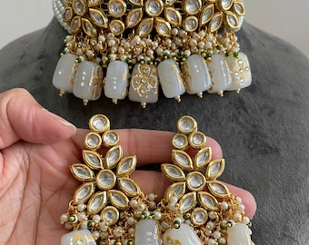 Gg Beautiful High Quality Imitation Kundan Beads Back Meena Choker Set