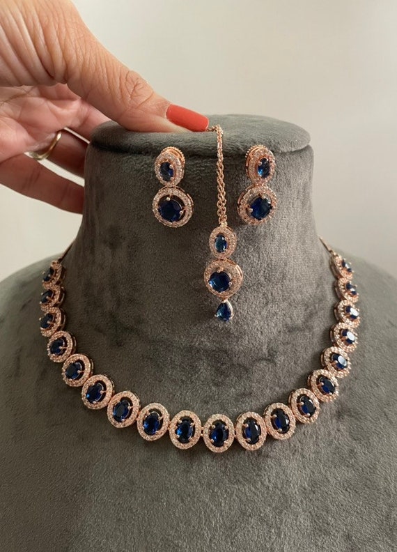 Gg Beautiful Imitation AD CZ Stones Jewellery Set 225 Etsy Canada